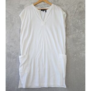 Theory Dress Womens Size Large Linen Blend White Apron Pockets Saturnina USA